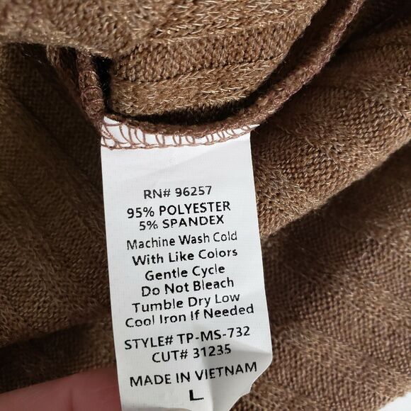 Parallel Skies Womens Sweater Size Large Ribbed Brown 3/4 Sleeve Dolman Buttons - Picture 8 of 8